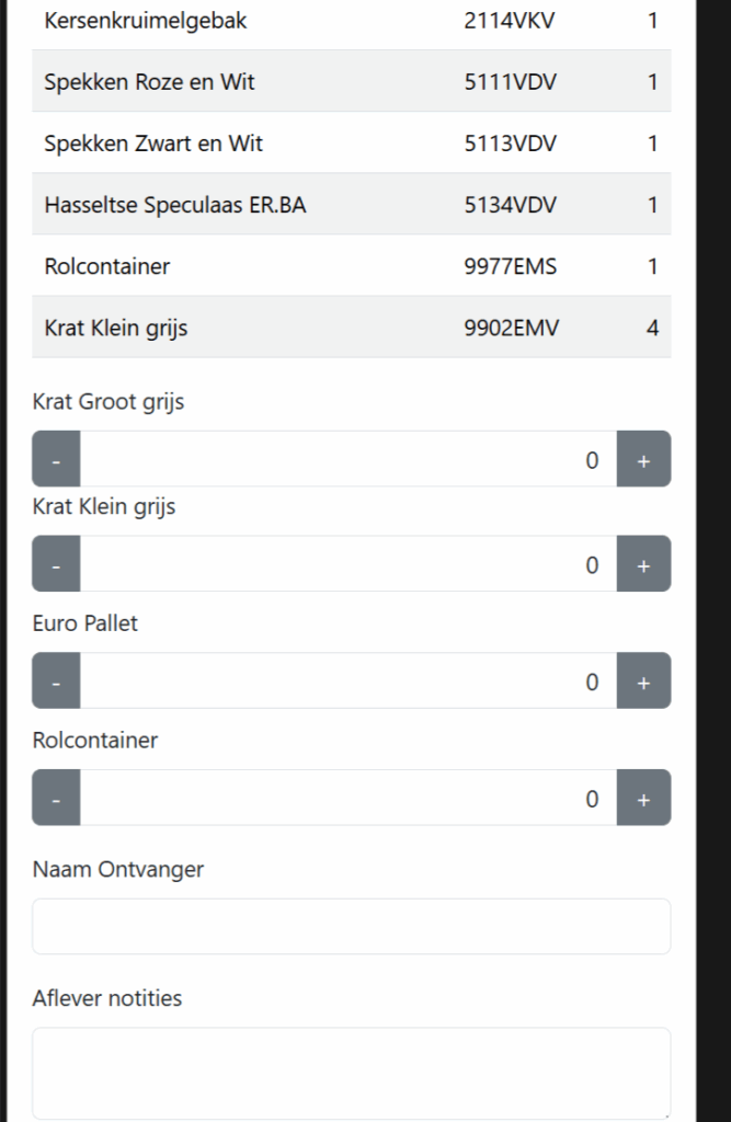 Pick up list, created with Delivery App of B1Fox, combined with Produmex