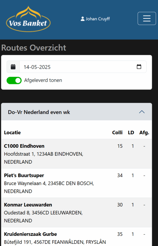 Delivey Overview of B1Fox Delivery App, in combination with Produmex